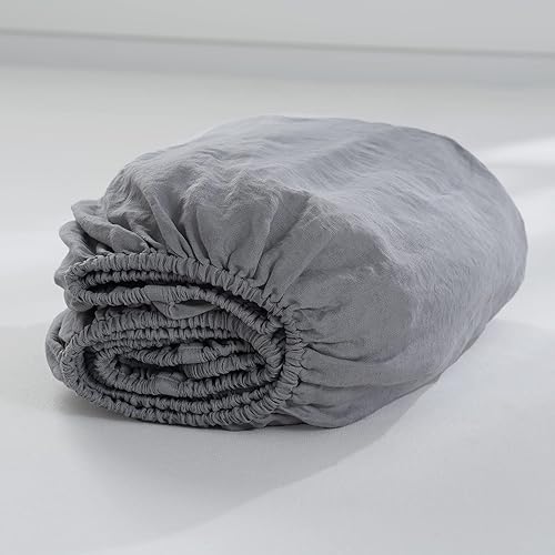 Miniatura 21 de S VICTORY SYMBOL Sábana bajera ajustable 100% de lino orgánico 78"x80" Cubrecolchón 1 Pieza, Bolsillo Profundo de 16 pulgadas, Ropa de Cama de Lino