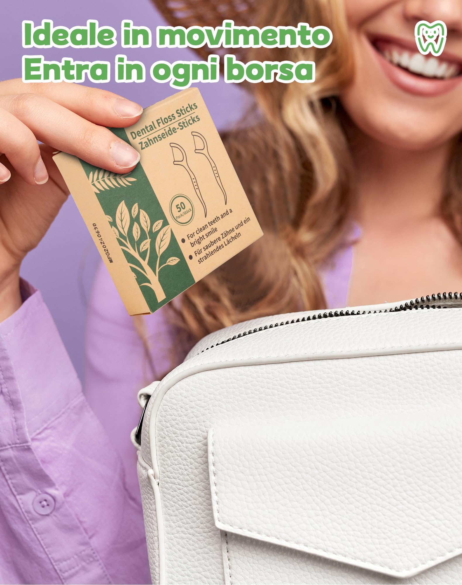 300x filo interdentale ecologico archetti filo interdentale senza plastica forcelle interdentali biologico Bastoncini filo interdentale in Mais e paglia naturale dental floss picks (6x50)