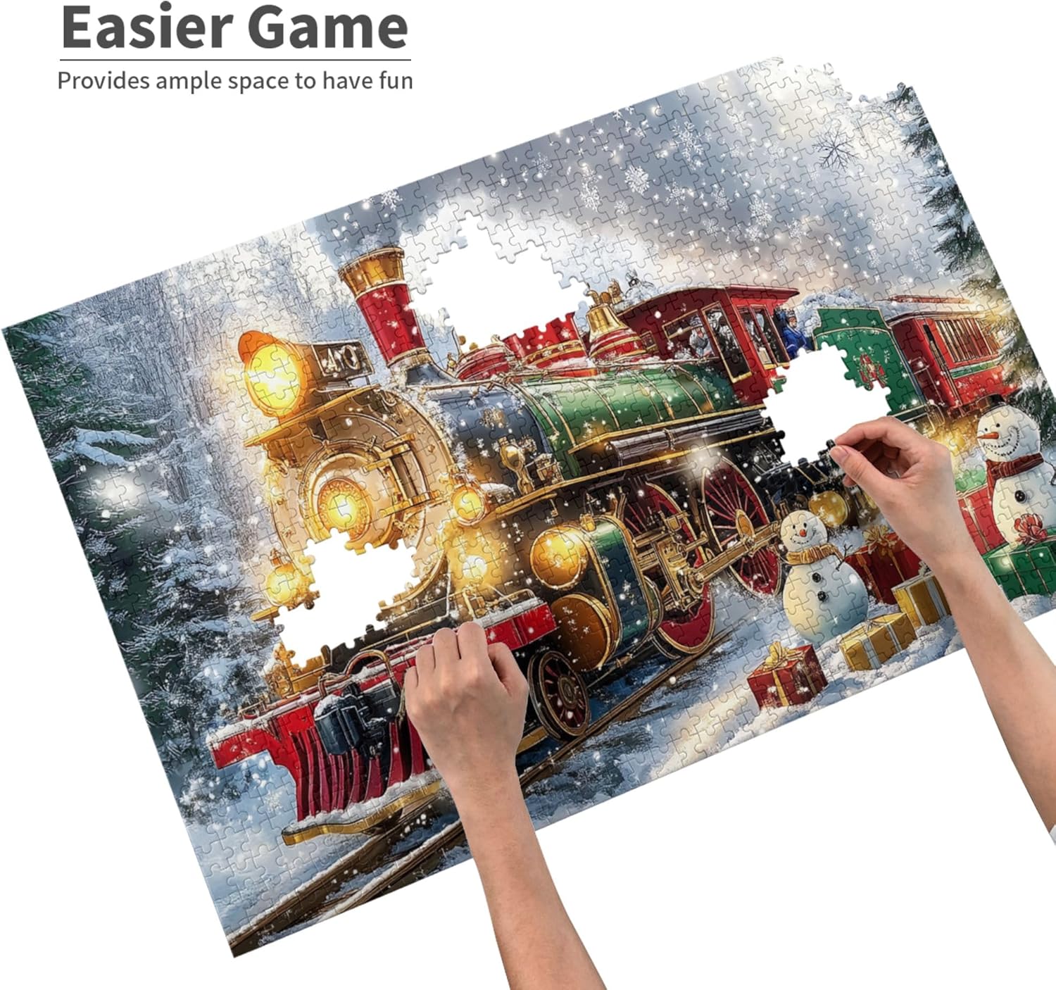 Christmas Train 1000 Piece Puzzle for Adults,Unique and Beautiful Design,Exquisite Christmas Eve Wooden Puzzle,1000 Piece Jigsaw Puzzle for Adults Challenging Puzzle Perfect for Game Night