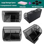 Desk Organizer, Pen Holder Desk Accessories, Metal Mesh Desk Organizers and Storage, Pencil Holder Desk Organizers Office Supplies Caddy Desk Storage with Draw for Home, Office, School (Black)