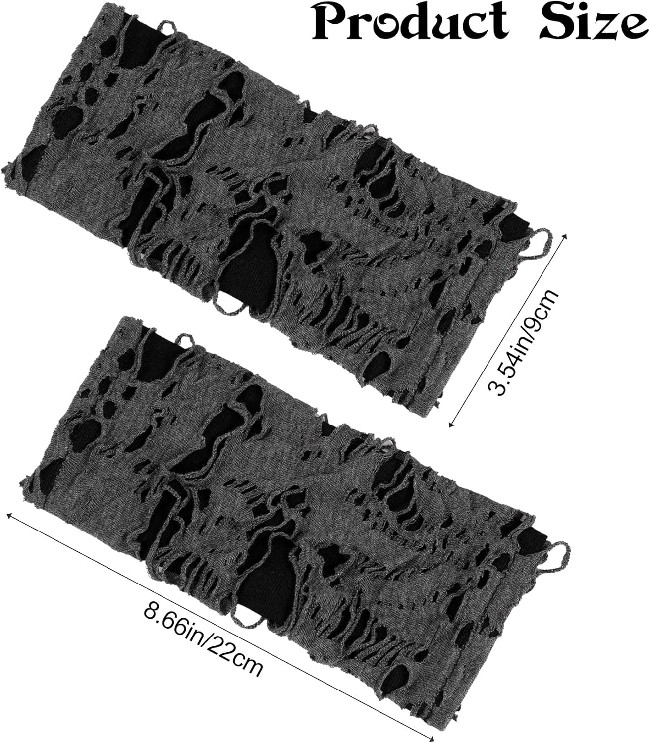 1 Pair Goth Gloves, Punk Gloves Emo Style Black Ripped Arm Warmers for Costume Party & Daily Wear (Breathable & Stretchy) - Image 2