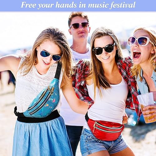 Miniatura 4 de Cangurera de Navidad de 9 piezas de los años 80 y 90, riñoneras holográficas de neón para mujeres, cangurera de Navidad, regalo de cintura deportiva