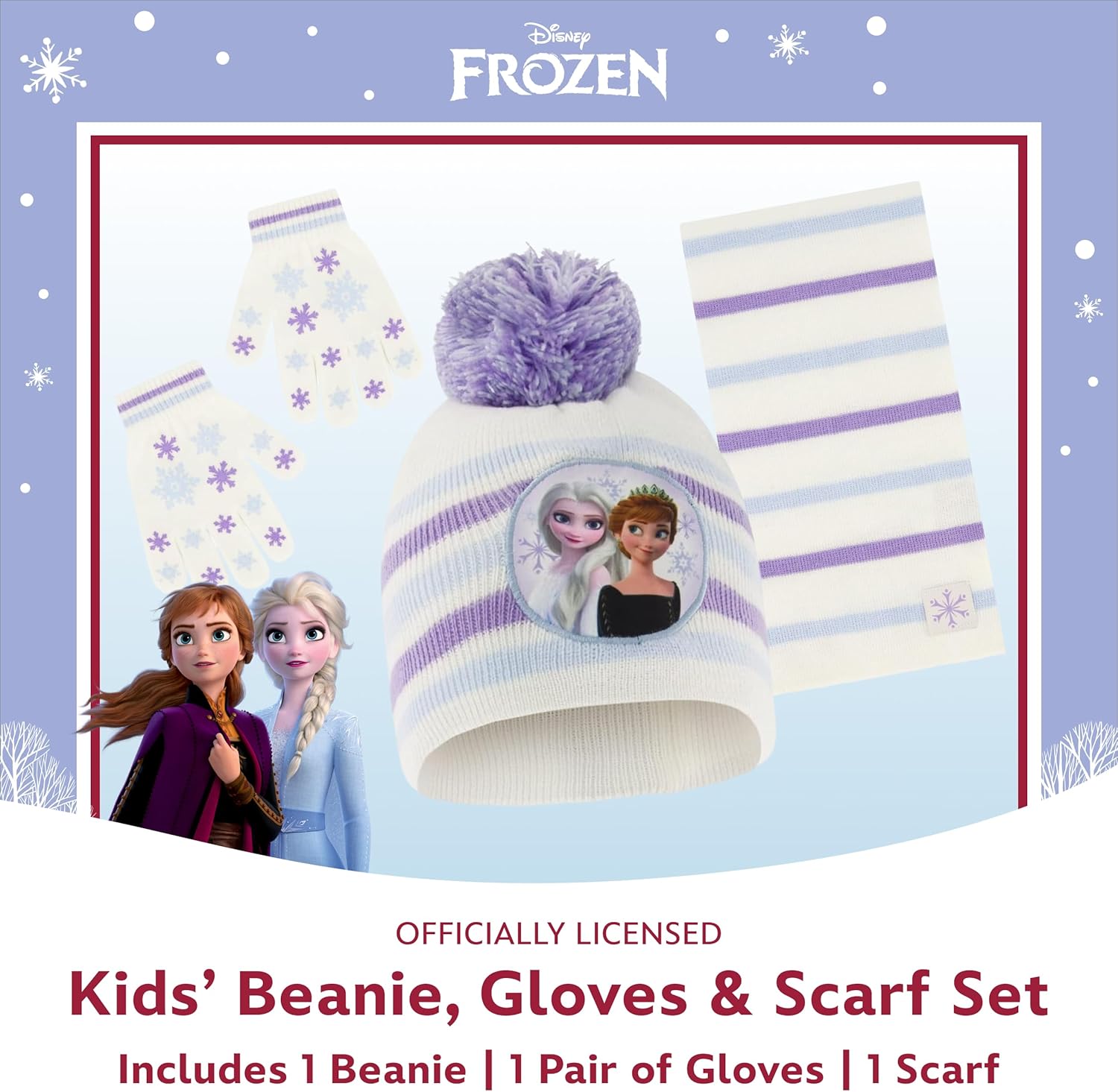 Disney Winter Hat, Scarf, and Kids Gloves Or Toddlers Mittens, Frozen Elsa and Anna Baby Beanie for Girls - Image 2