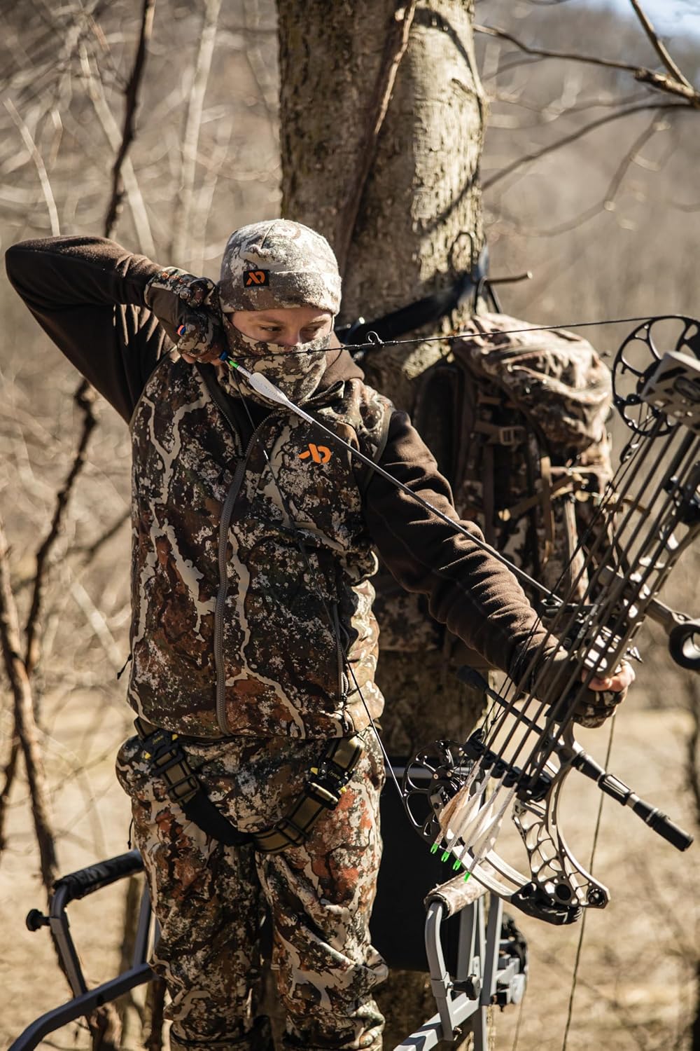 First Lite Tag Cuff Merino Wool Beanie - Warm Camo Hunting Hat