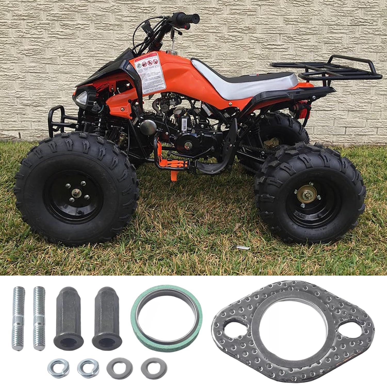Exhaust Kit, Exhaust Bolt Nuts Gasket Compatible with 50cc 70cc 90cc 110cc 125cc 150cc Scooters, ATVs, Go Karts, 4 Wheelers