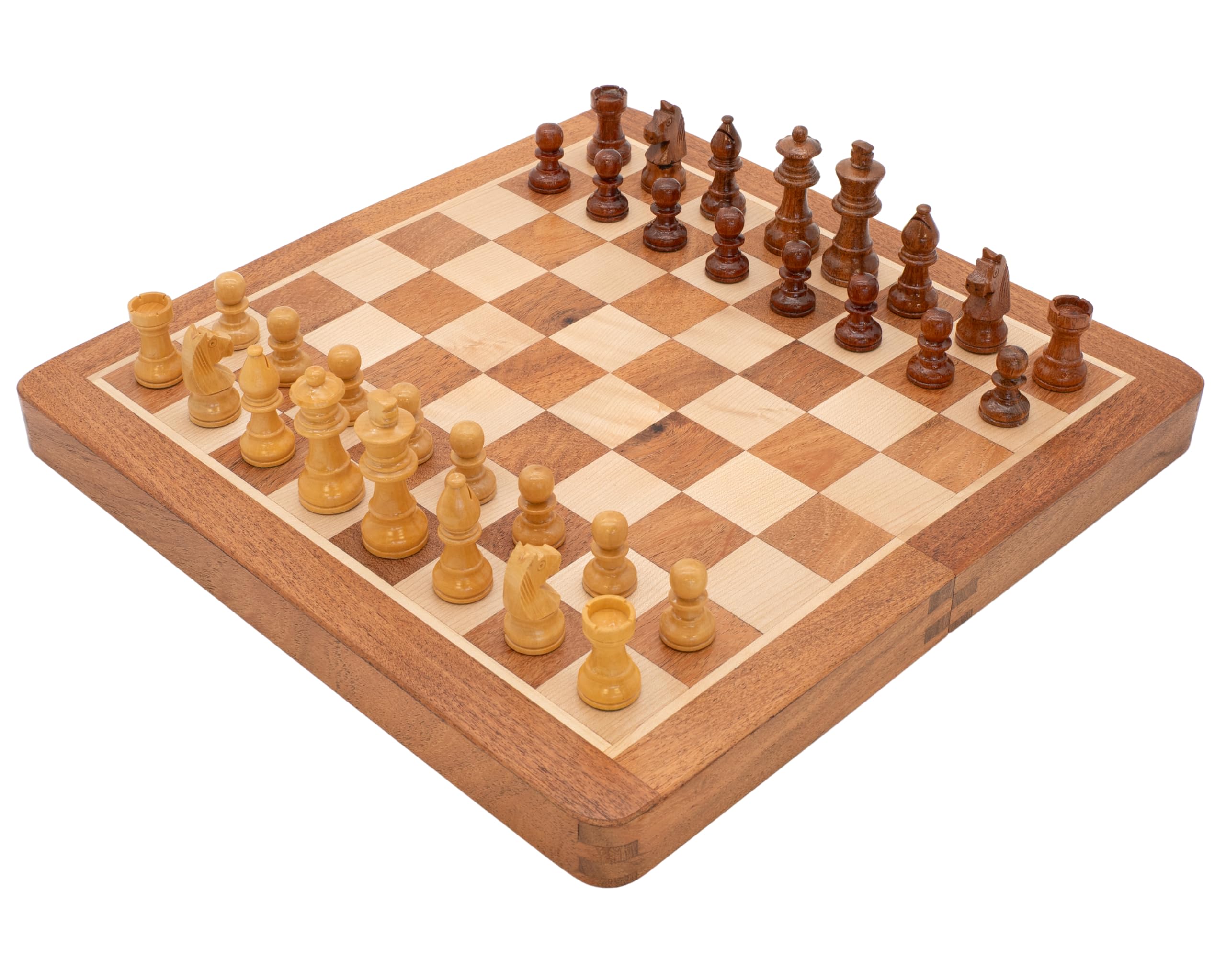 Deluxe Hardwood Folding Travel Magnetic Chess Set - 10 Inches