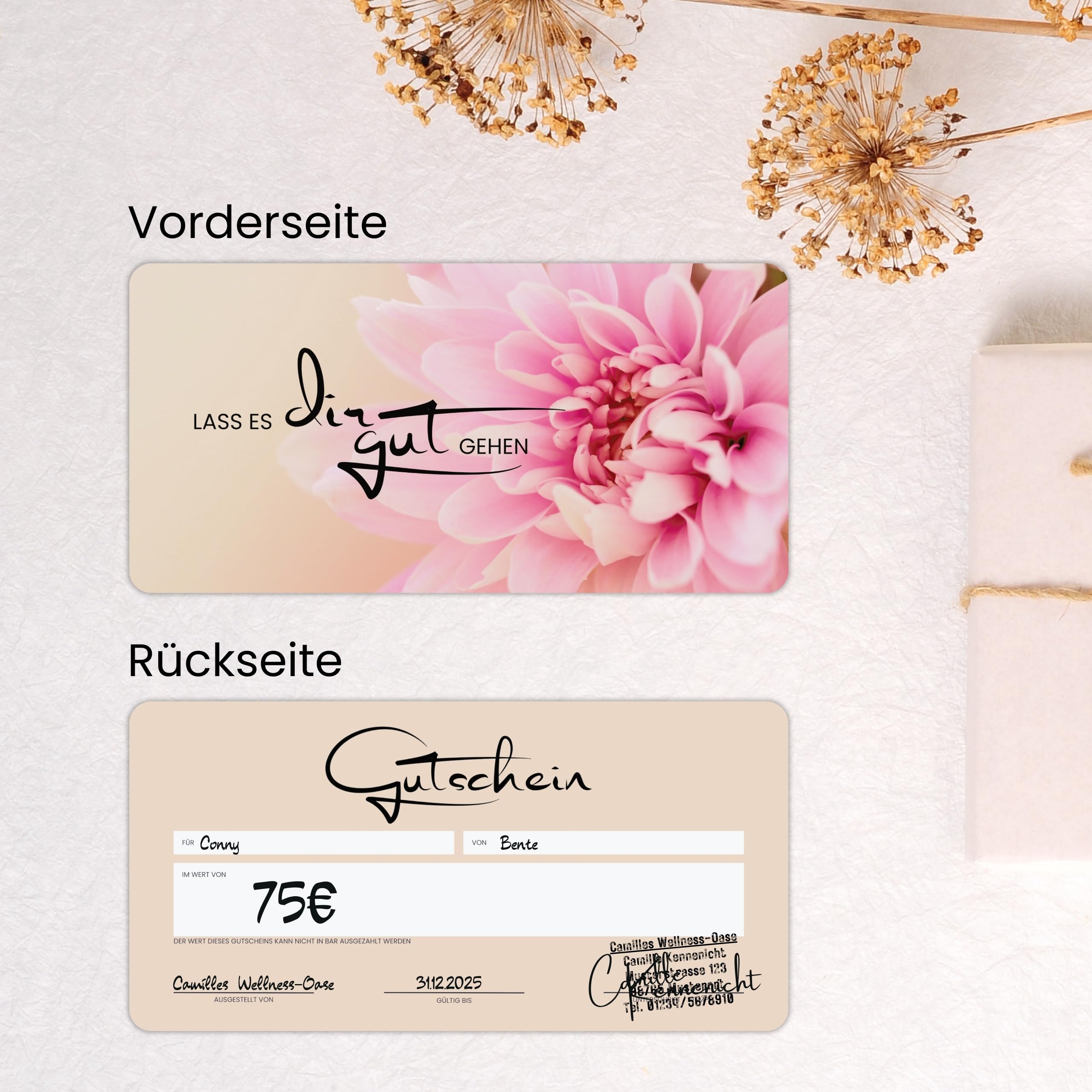 Spoddy Voucher Cards (Set of 50, DIN Long), Blank Voucher Templates for Massage Cosmetics, Hairdressers & Others - Image 3