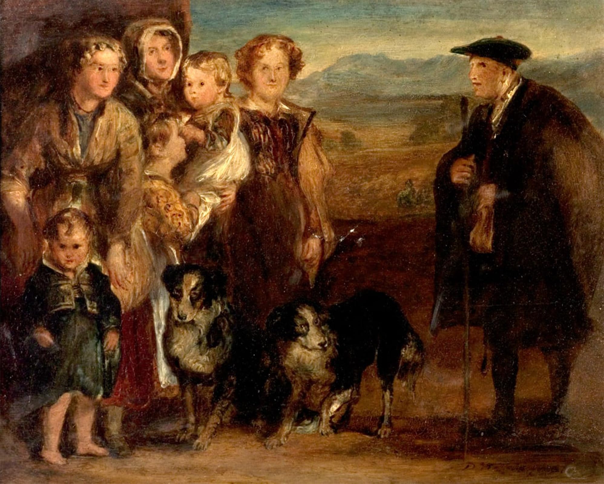 SERENDIPITP Vintage Wall Art Canvas Nordic Poster Canvas Print Picture a Highland Family by David Wilkie Wall Art Poster for Home Decor 60x90cm