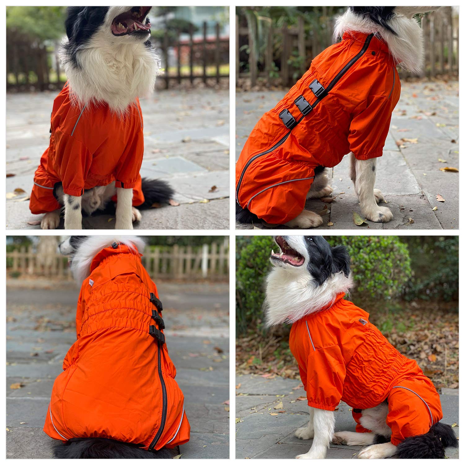 wasserdichte Hundejacke, leichte reflektierende Sicherheits-Hunderegenjacke, Winddichte und schneesichere Hundeweste für kleine, mittelgroße und große Hunde. Orange 5XL