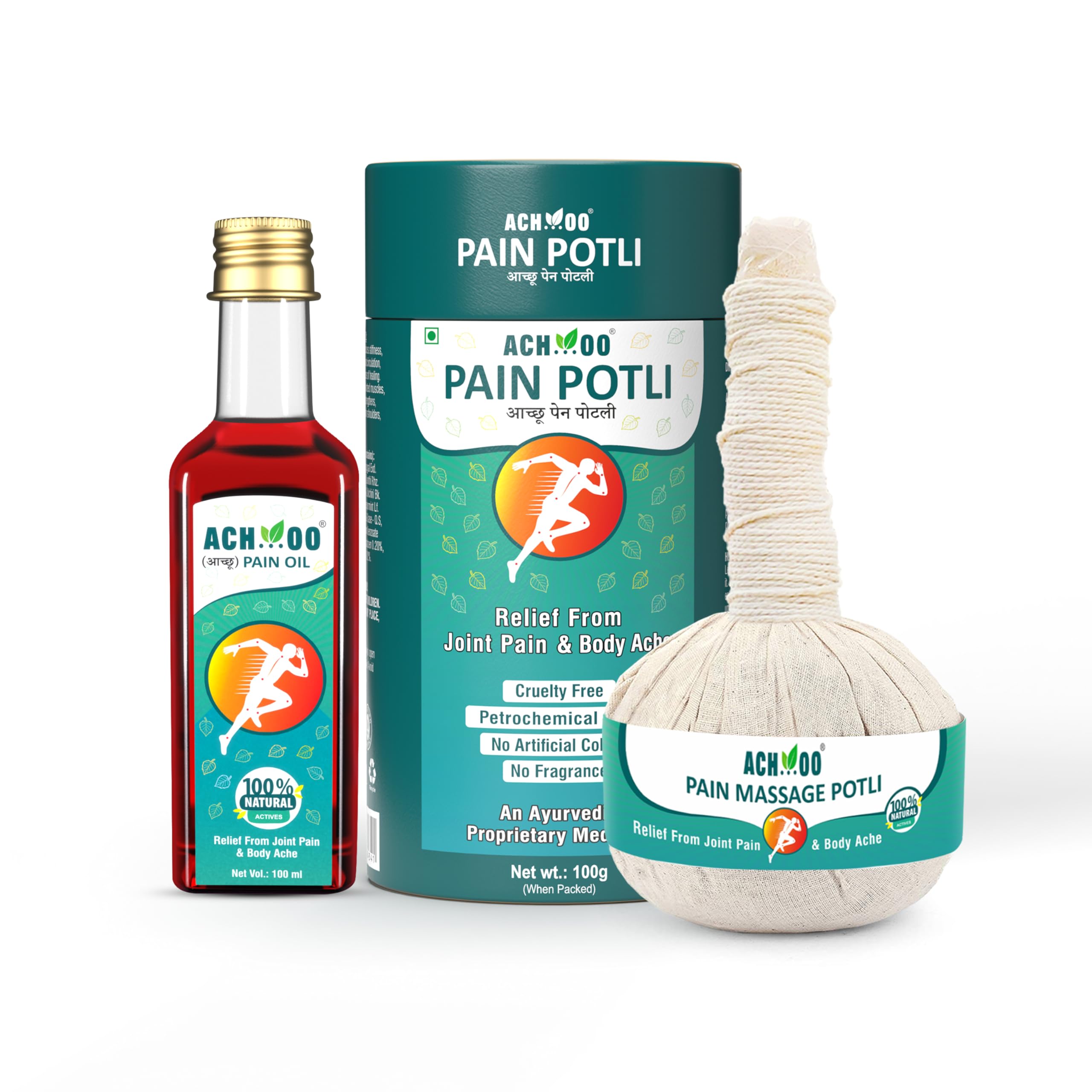 Achoo Ayurvedic Pain Relief Oil & Massage Potli Combo for Joint & Body Pain Relief-image-13