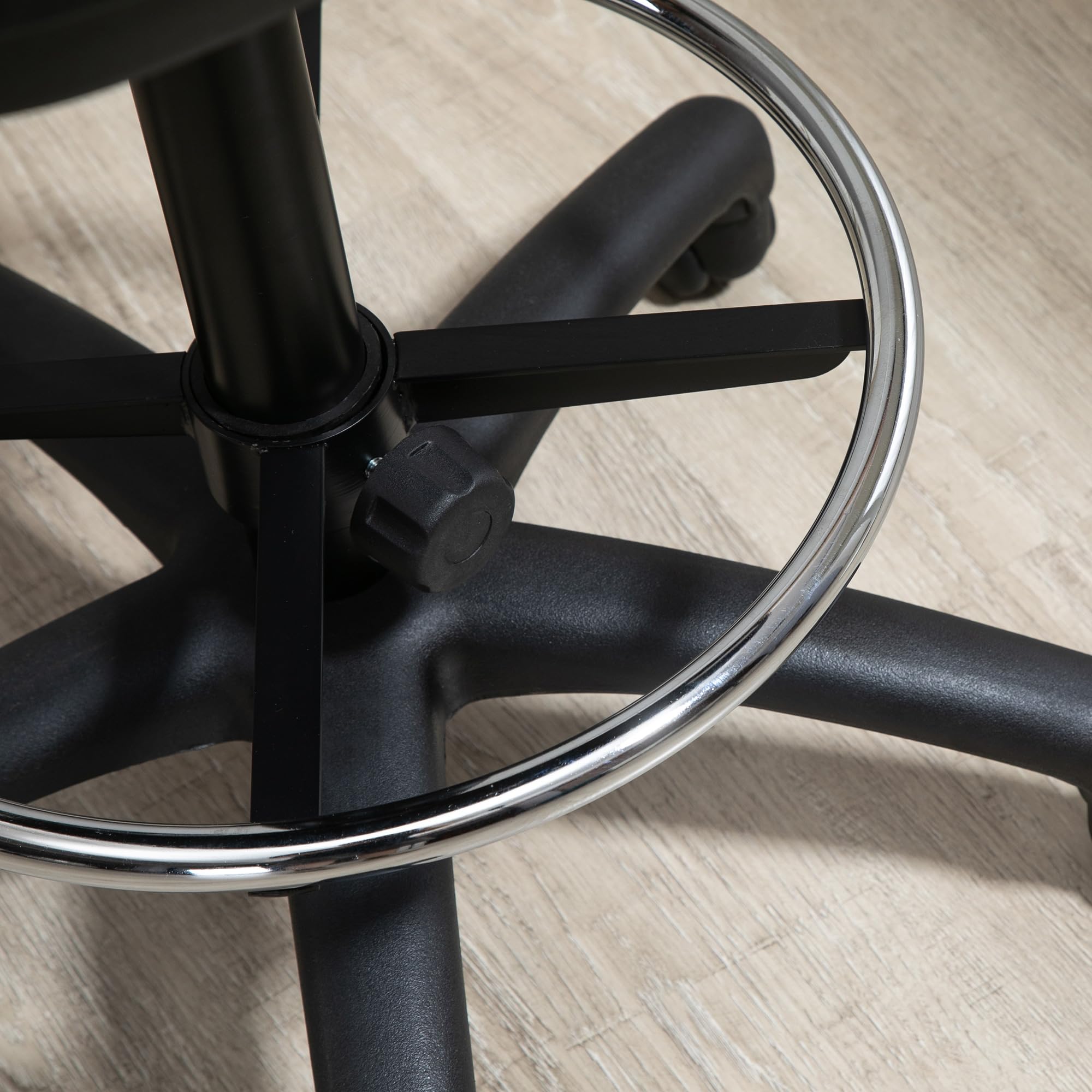 Vinsetto Tabouret à Roulette Tabouret pivotant réglable en Hauteur de 69-91 cm Dossier inclinable et Repose-Pieds réglable