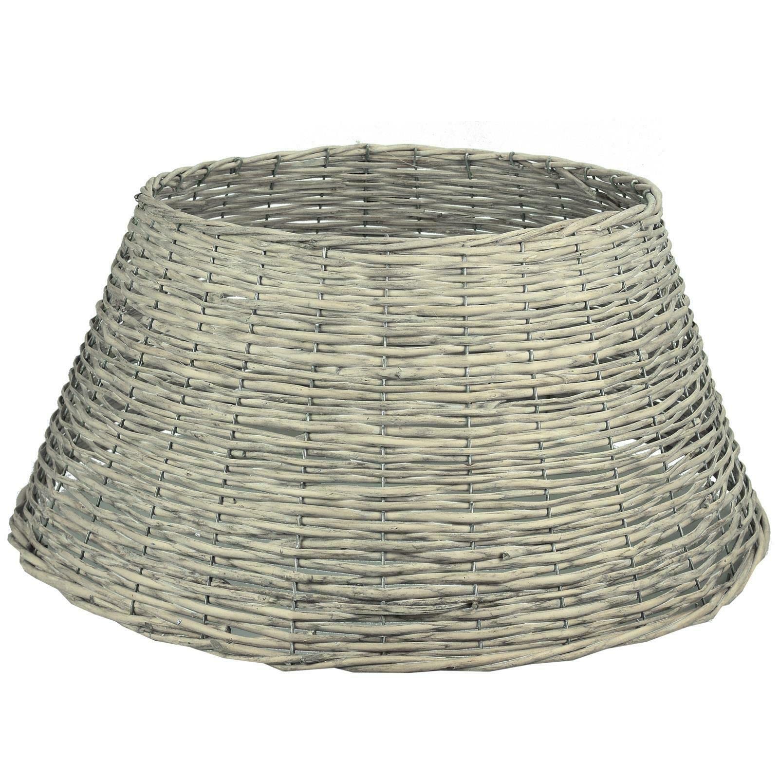 Christmas Tree Base Grey 57cm Skirt Woven Willow Xmas Tree Ring Basket Guard Base Tree Ring Stand Cover