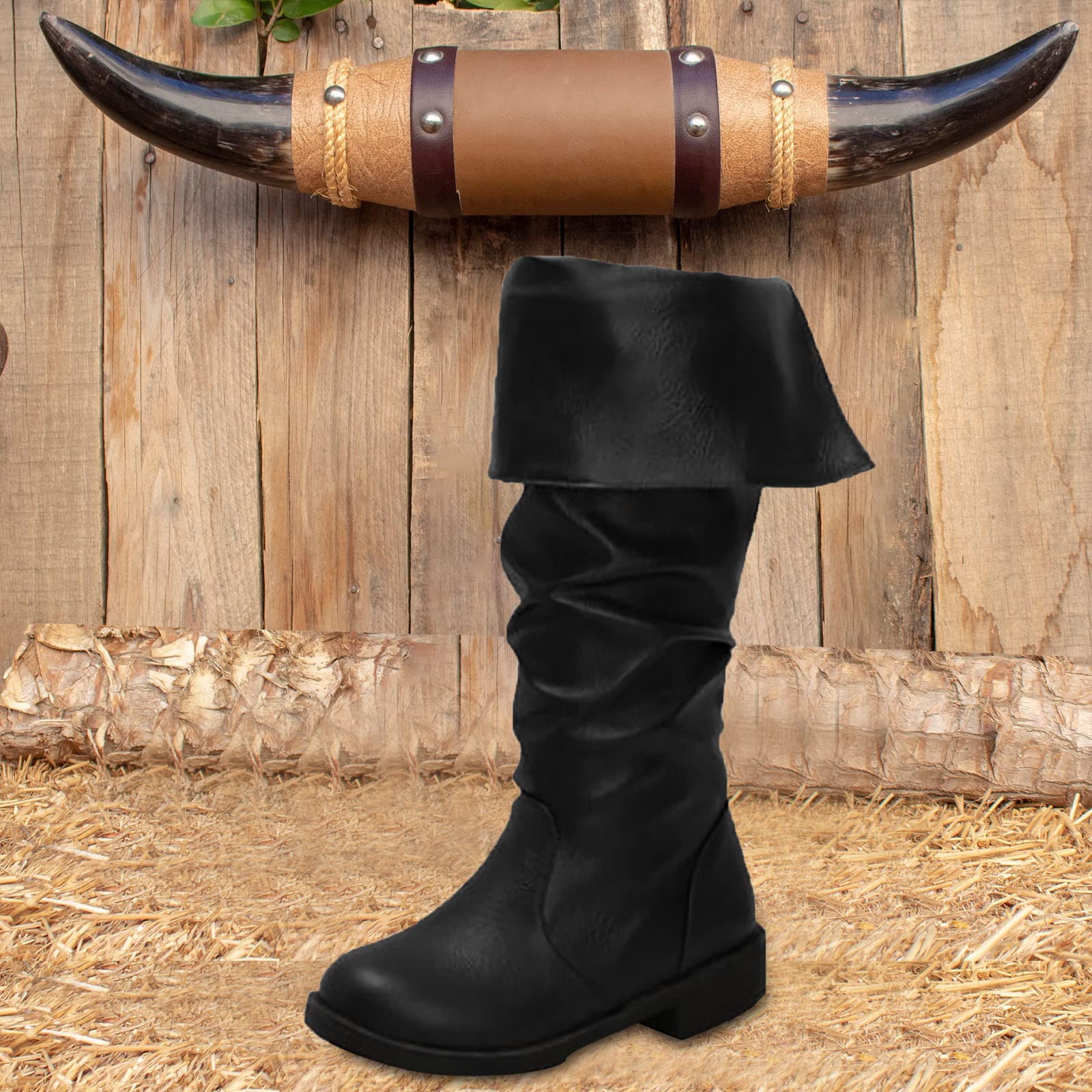 Generisch Stivali invernali da donna, invernali, da donna, in due pezzi, da cowboy Windpleated Mid Boots