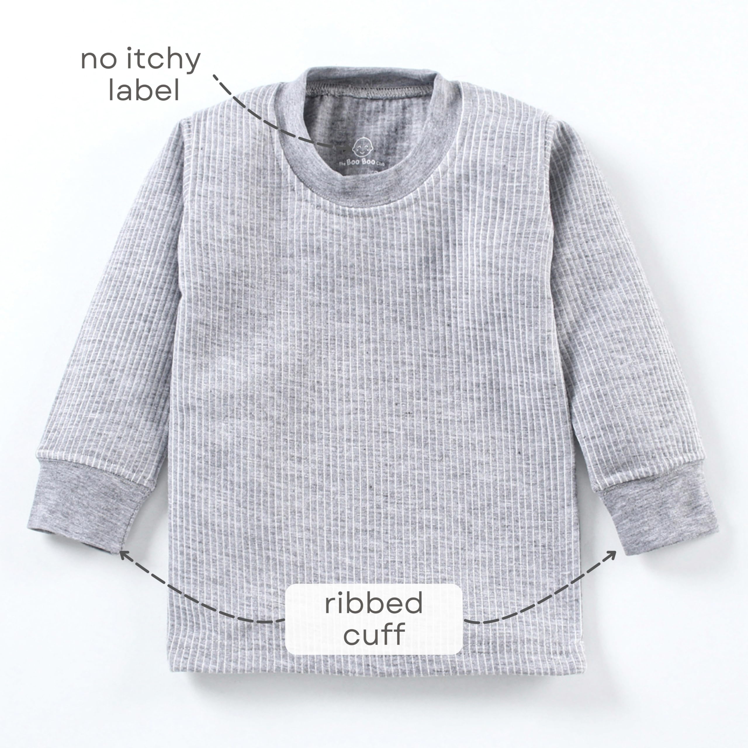 The Boo Boo Club Kids Winter Wear Thermal Set Full Sleeves Body Warmer Top and Pyjama Set Combo for Boys Grey | Suitable for Heavy Winters 1