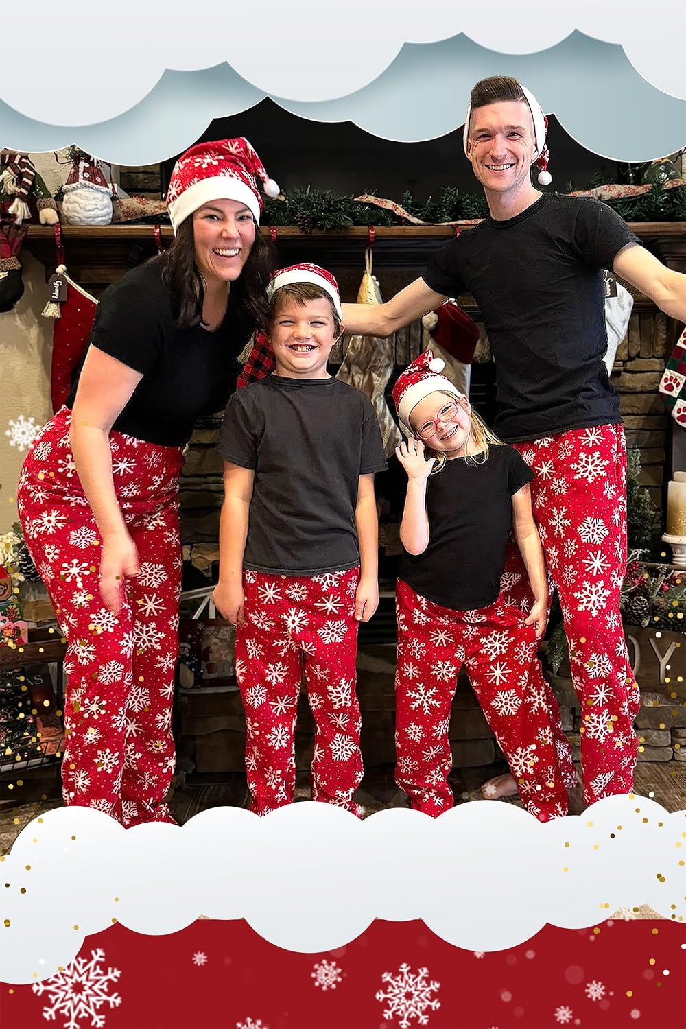 Mad Dog Concepts Matching Christmas Pajamas Pants for Family Set of Pajama Bottom and Santa Hat