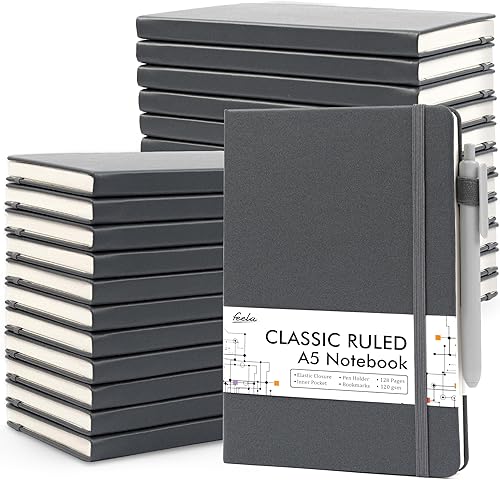 feela Paquete de 24 cuadernos para el trabajo, cuaderno de negocios a granel con tapa dura y soporte para bolígrafo para hombres y mujeres, con 24