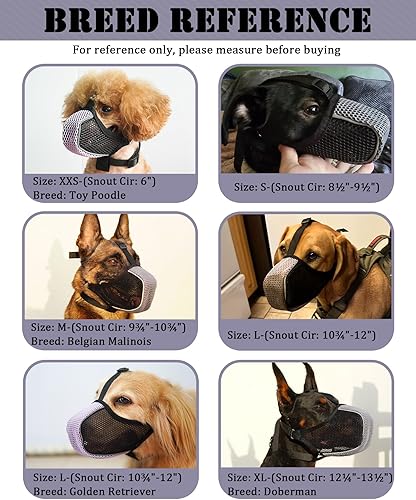 Miniatura 4 de Mayerzon Bozal para perro, bozal suave de malla para perros grandes, medianos y pequeños, para carro, aseo y morder, bozal reflectante y