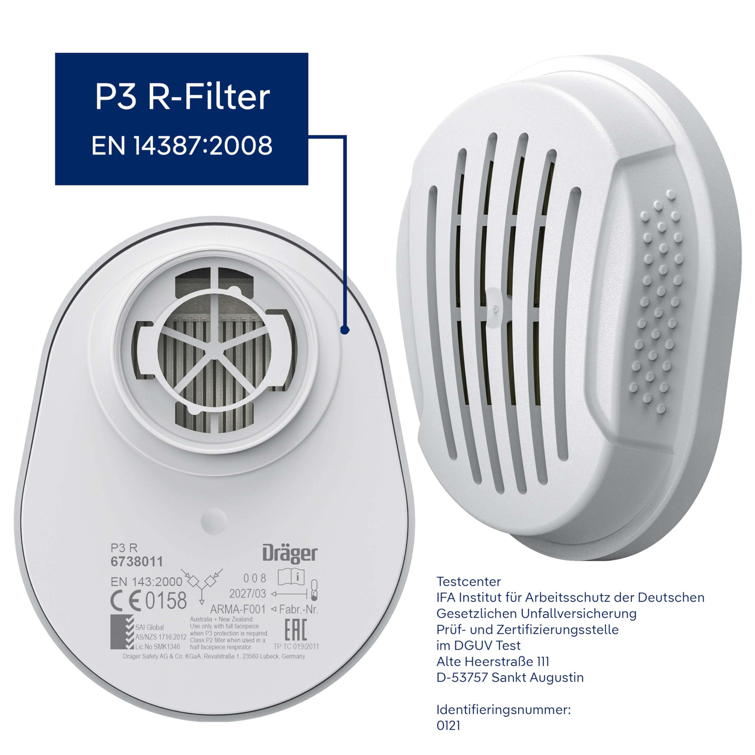 Dräger X-plore 5500 Masque de Protection respiratoire Complet avec filtres P3 R remplaçables adapté aux poussières, Particules Fines, Poudre métallique