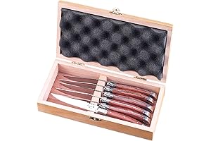 LAGUIOLE BY FLYINGCOLORS Steak Knife Set, Stainless Steel, Rose Wood Handle