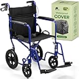 EconoHome Light Weight Wheelchair - Expedition Folding Transport Wheelchairs for Adults with Hand Brakes - Portable Ultra Lightweight Wheel Chair - Fully Assembled, Cover Included - 300 lb Capacity