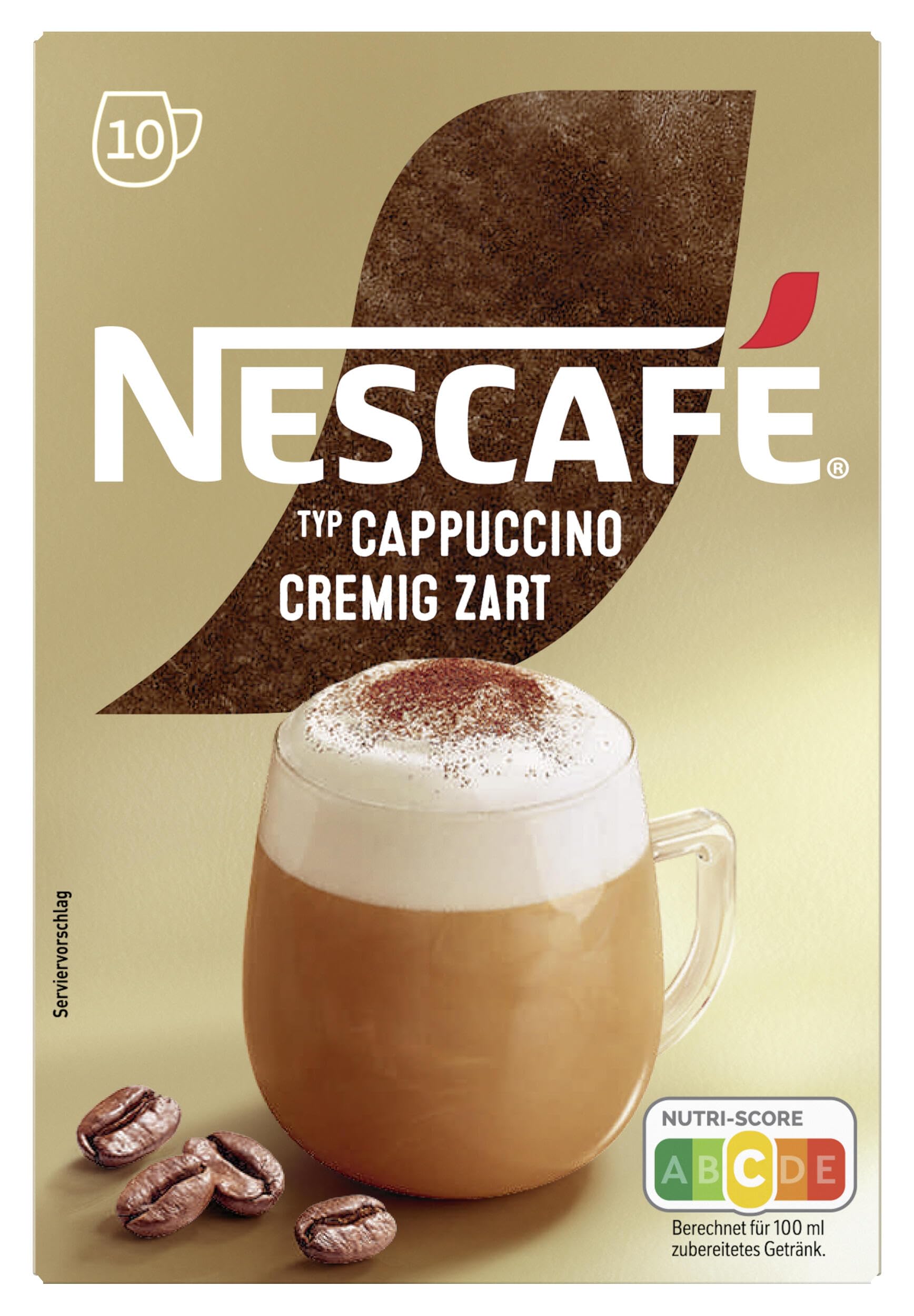NESCAFÉ Gold Typ Cappuccino Cremig Zart, Getränkepulver aus löslichem Bohnenkaffee, portionsweiser Geschmack, koffeinhaltig, 1er Pack (1 x 10 Sticks à 14g)