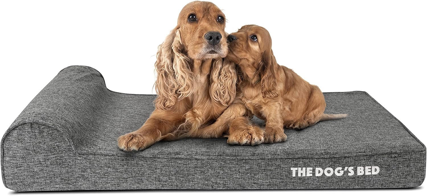 The Dog’s Bed Orthopedic Headrest Dog Bed, Large Grey Linen 40×25, Memory Foam, Pain Relief for Arthritis, Hip & Elbow Dysplasia, Post Surgery, Lameness, Veterinary Approved, Waterproof Washable Cover The Dog’s Bed Orthopedic Headrest Dog Bed, Large Grey Linen 40×25, Memory Foam, Pain Relief for Arthritis, Hip & Elbow Dysplasia, Post Surgery, Lameness, Veterinary Approved, Waterproof Washable Cover
