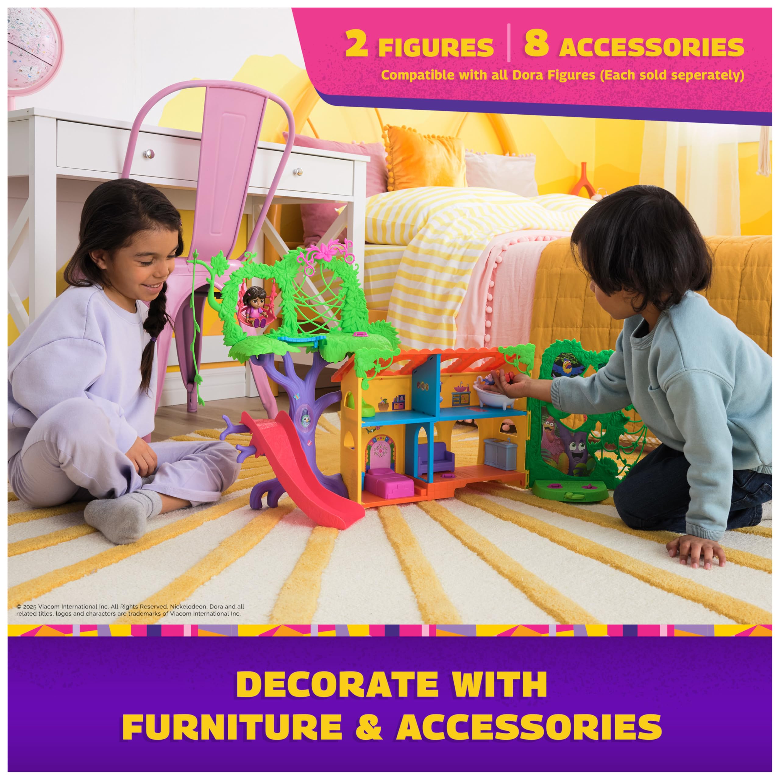 Dora, Explore & Play zestaw do zabawy z lasem deszczowym Casita, figurki Dora & Boots, meble do domku dla lalek, zestawy dwujęzyczne, zabawki dla dzieci dla dziewczynek i chłopców od 3 lat