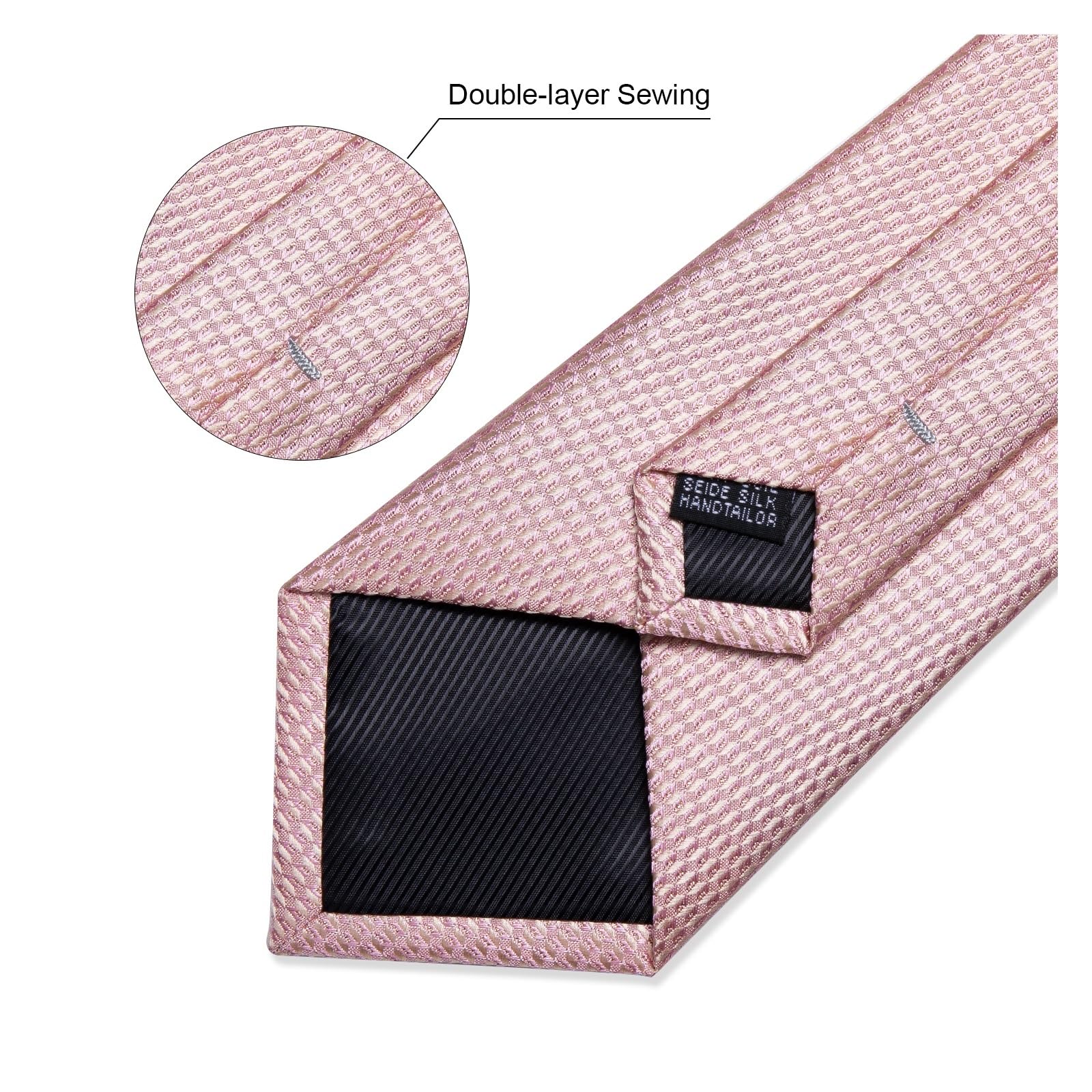 BAFAFA Cravatte scozzesi rosa solido for uomo Cravatta da annodare da uomo alla moda Gemelli quadrati da taschino Set da uomo con fermacravatta e spilla