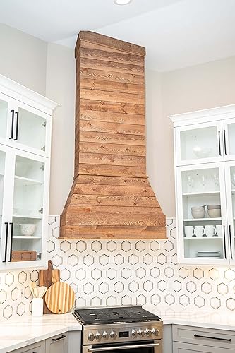 Miniatura 8 de Extensión de chimenea rústica de 37-12 pulgadas de alto para campanas rústicas de madera de castillo de 30 pulgadas de ancho marrón