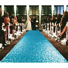 ShiDianYi Aisle Runner - 2FTx15FT Turquoise Sequin Bride Walkway for Wedding & Graduation Ceremony