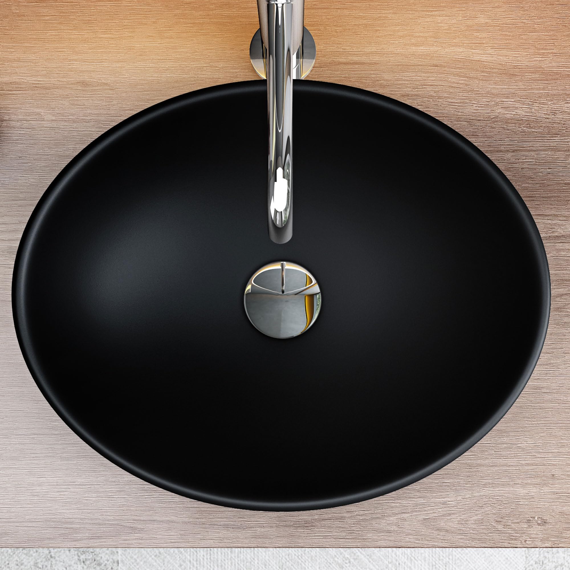 Mai & Mai Lavabo sobre Encimera Lavabo Baño | Ovalado | Negro Mate | Cerámica | 42x34x14,5cm | sin Orificio para Grifo sin Rebosadero | Brüssel205