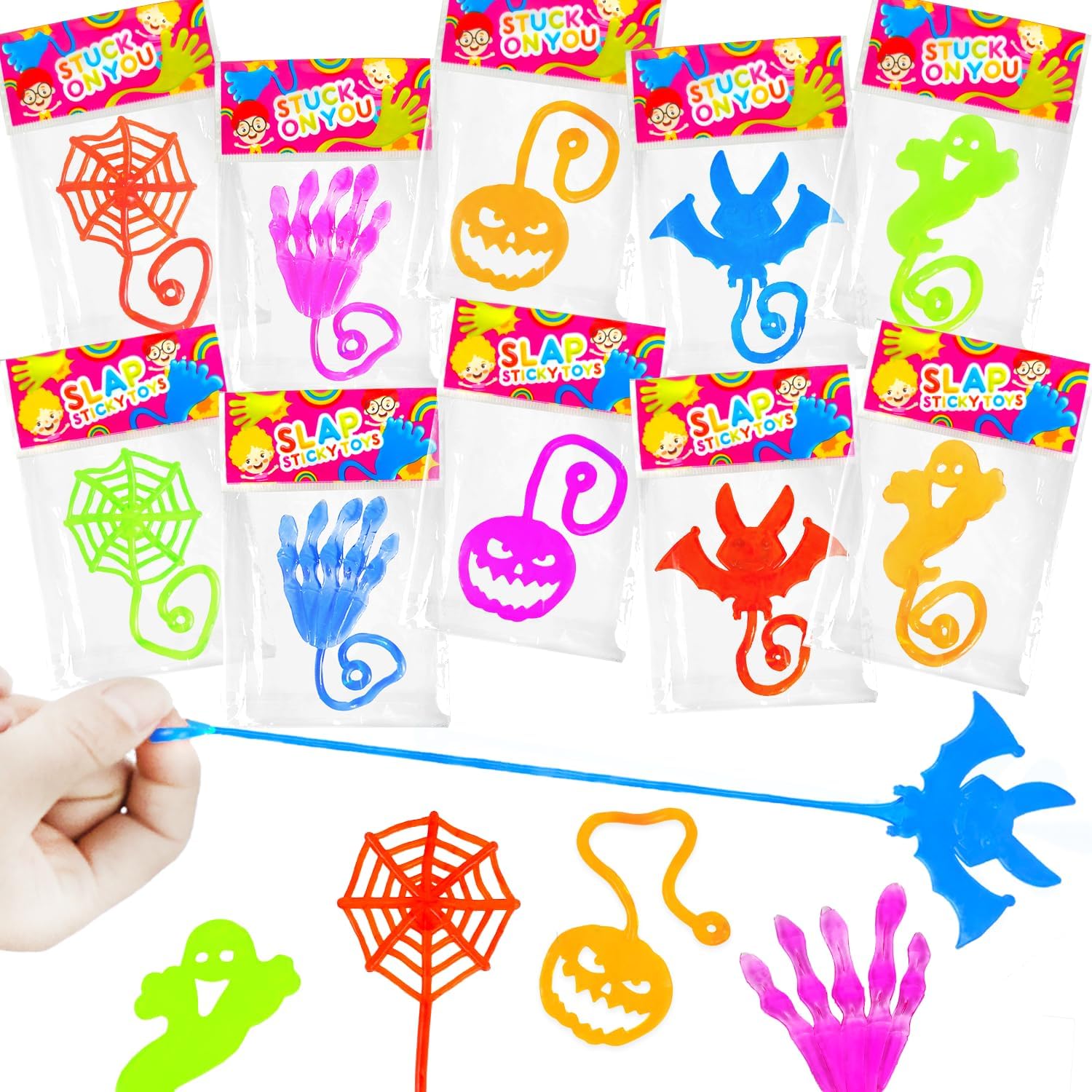 Halloween Treat Non Candy for Kids 28 PCS, Sticky Hands Toys Gifts Prizes for Toddlers, Halloween Goody Bag Bucket Pinata Stuffer Fillers,Birthday Preschool Party Favor Supplies Trinket for Boys Girls