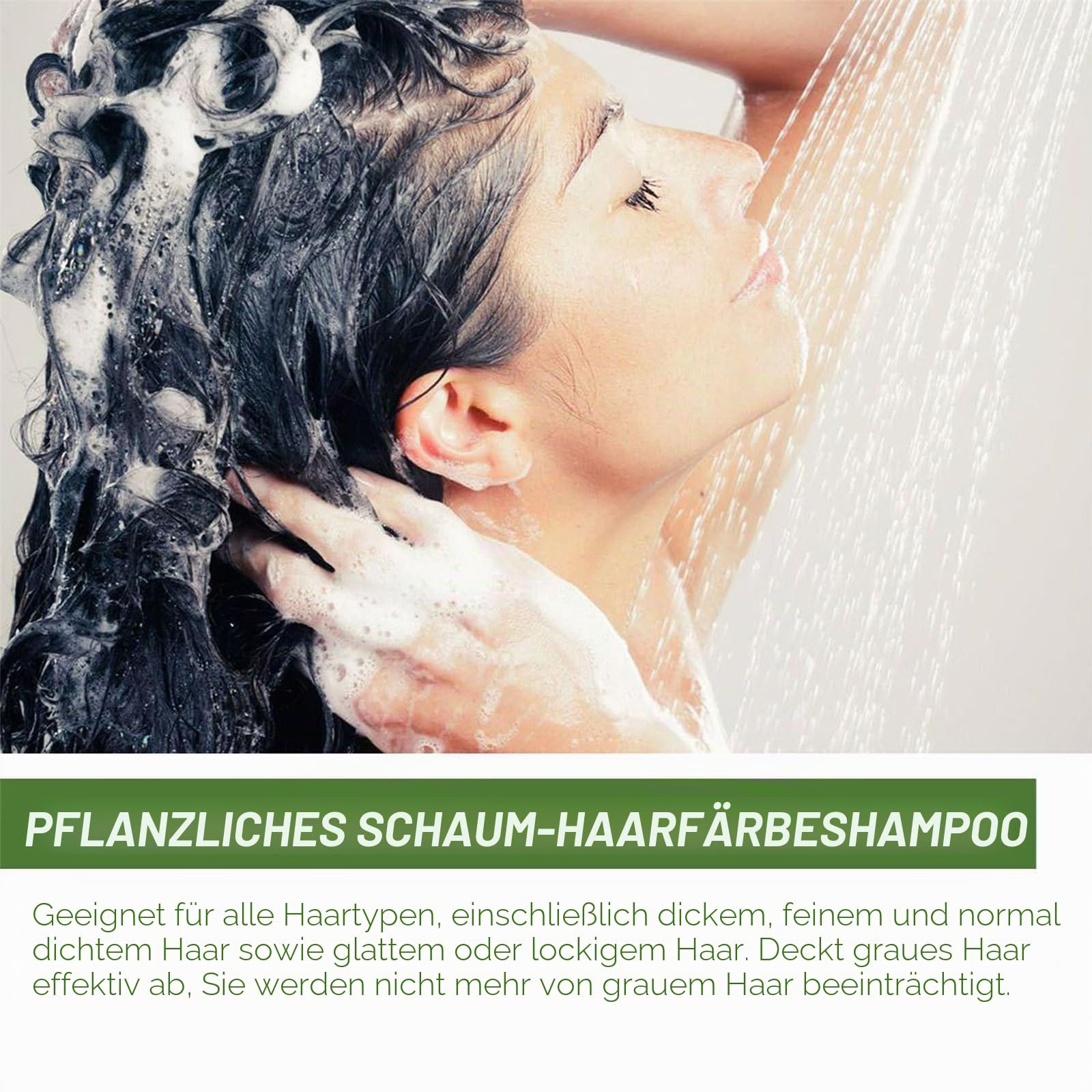 Langlebig pflanzliche Schaumhaarfarbe, Bubble Hair Dye Shampoo mit Kräuterextrakten, schnell wirkende Haarfärbefärke Blasen Haarfarbstoffe für Frauen und Männer (Black)