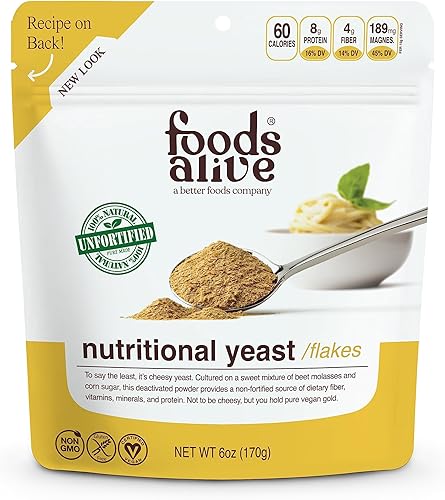 Foods Alive Copos nutricionales de levadura ProteĂna a base de plantas no fortificada sustituto de polvo de queso vegano condimento versátil para Foods Alive Copos nutricionales de levadura ProteĂna a base de plantas no fortificada sustituto de polvo de queso vegano condimento versátil para