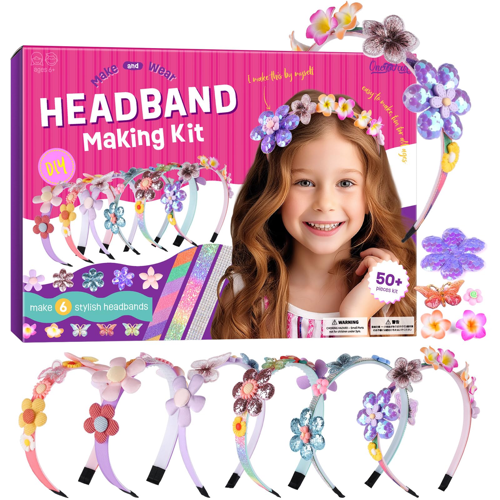 Headband Making Kit for Girls - Make Your Own Fashion Headbands for Kids - DIY Hair Accessories Set - Arts and Crafts Gift for Girls Ages 5-12 Years - Teen Kid Toys Birthday Gifts Set