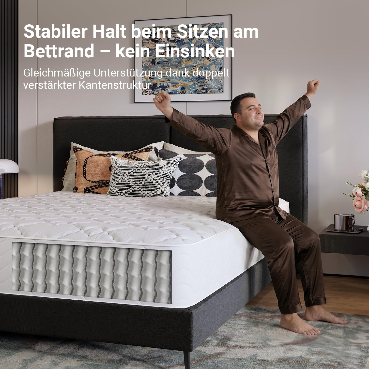 Avenco Matratze 180x200 cm 7 Zonen Taschenfederkernmatratze Mittelfeste H3 | Hybridmatratze mit Komfortschaum für Seitenschläfer, OEKO-TEX®, Ergonomische Unterstützung Rollmatratze, 20 cm Höhe