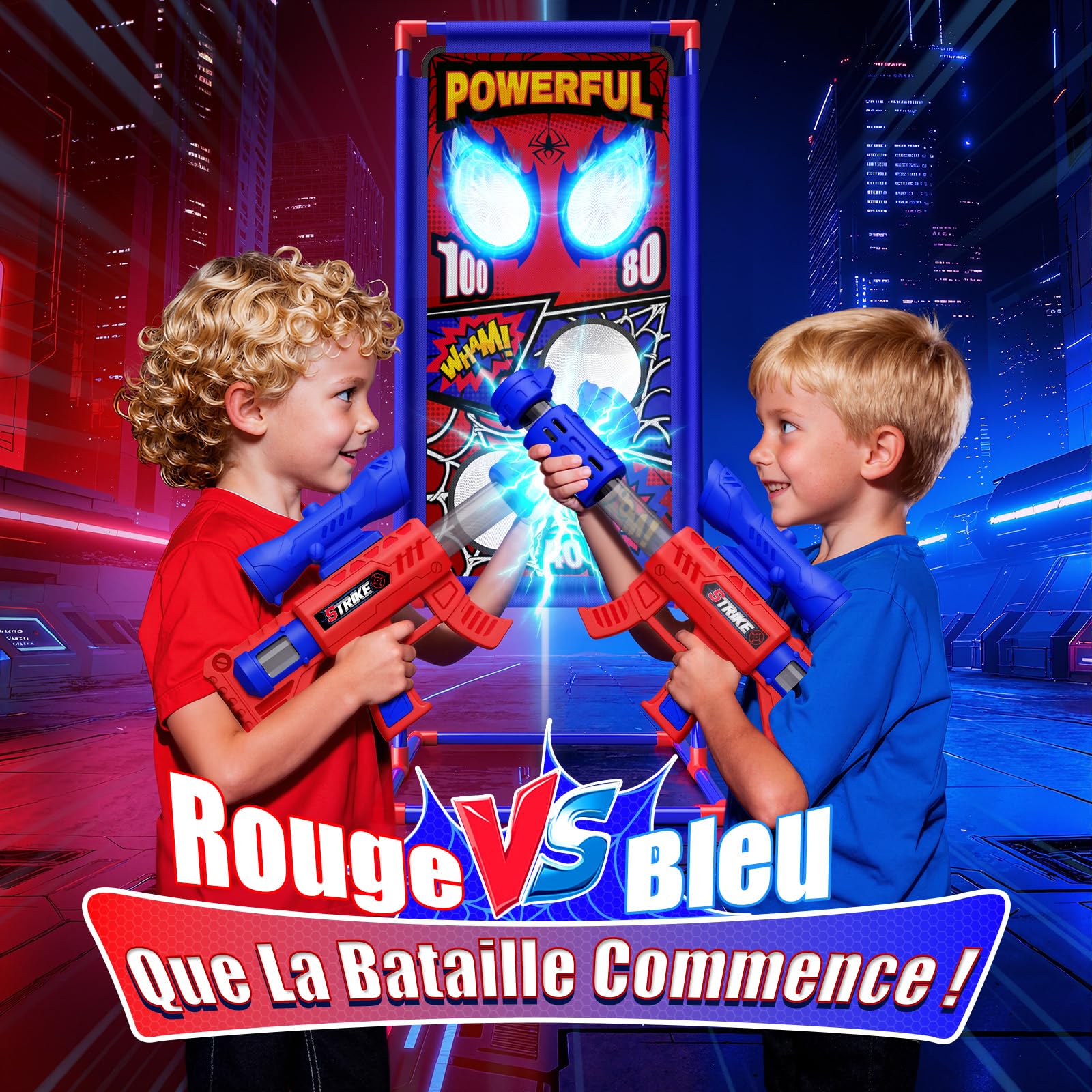 Jeu de Tir Enfant avec 2 Pistolet à Air avec Visée|4 Cibles à Points|24 Balles Mousse, Jeux Exterieur Enfant Jouet Garcon 3-12 Ans Cadeau Enfant 4 5 6 7 8 9 Ans Garçon Cadeaux de Pâques Anniversaire