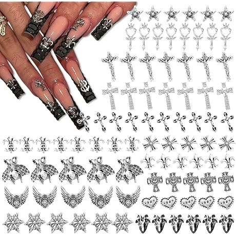 Captivating Cross Nail Charms: A Symphony of Gothic Glamour