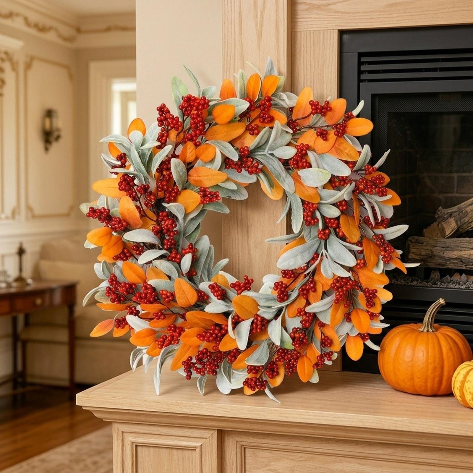 Colcolo Ghirlanda Autunnale Artificiale, Ghirlanda Natalizia Fai Da Te, Decorazione Versatile con E Foglie, Ghirlanda Autunnale per La Porta D