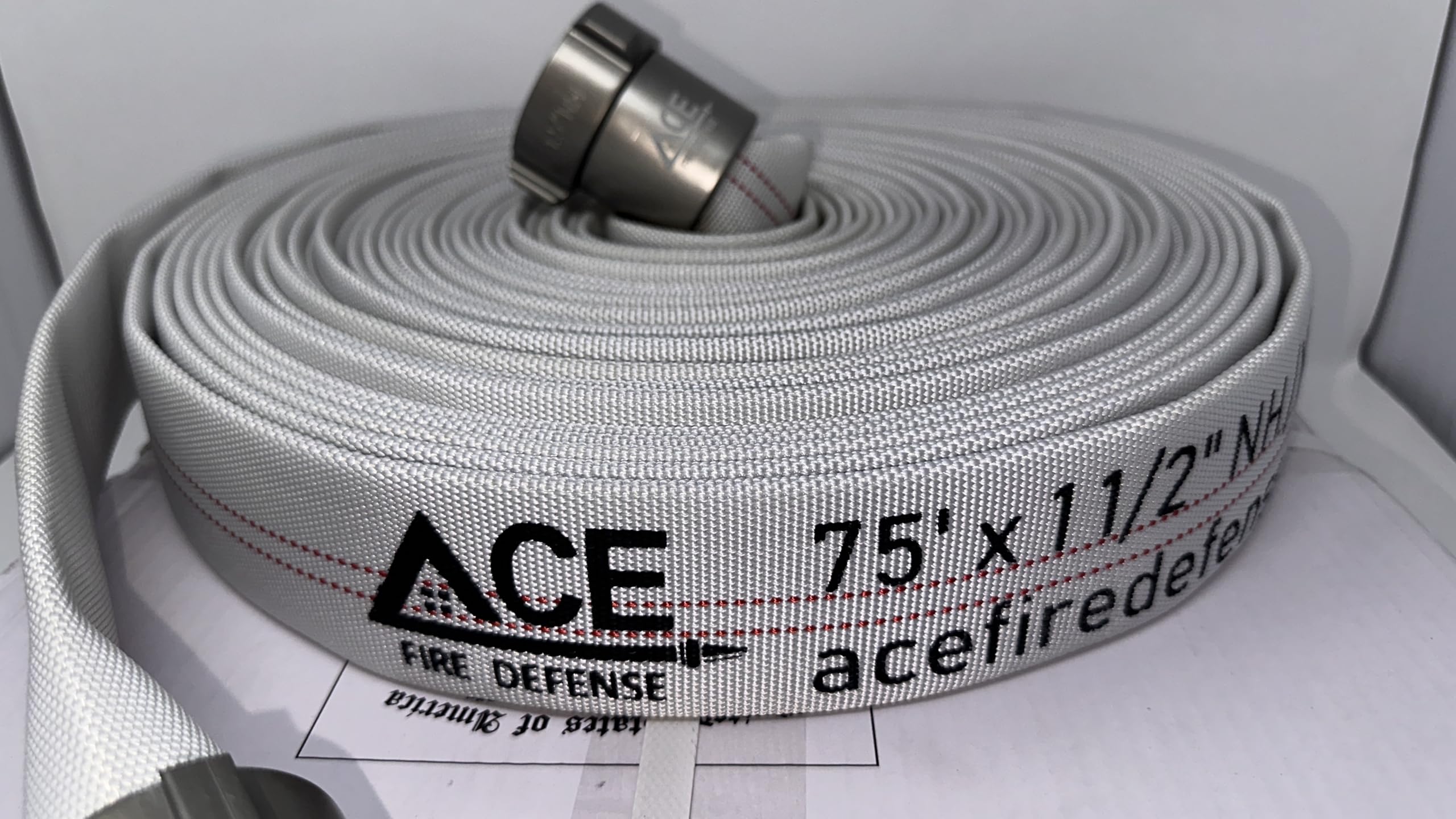 Pro 1.5” Nitrile Lined Attack Fire Hose, 75ft Per Hose - Ace BMF-XL.01 | 900 PSI Burst, 600 PSI Tested pressure | NST Couplings, Meets NFPA 1962 Requirements for Emergency Teams