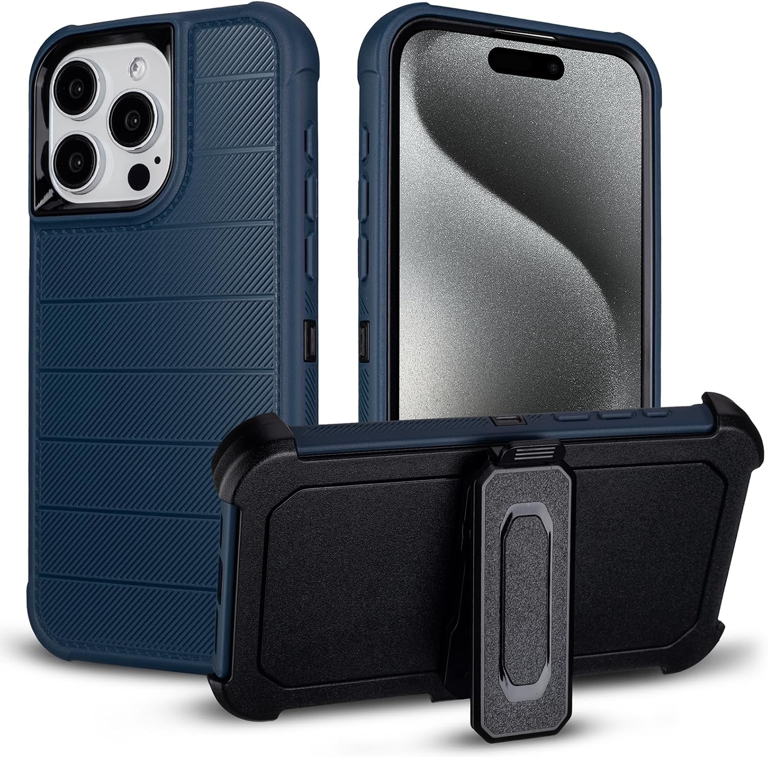 for iPhone 15 Pro Max Case with Belt Clip Holster, Military Grade Drop Protection, 2 Layers of Sturdy, Heavy Duty Shockproof Cover for iPhone 15 Pro Max Case Rugged, Black
