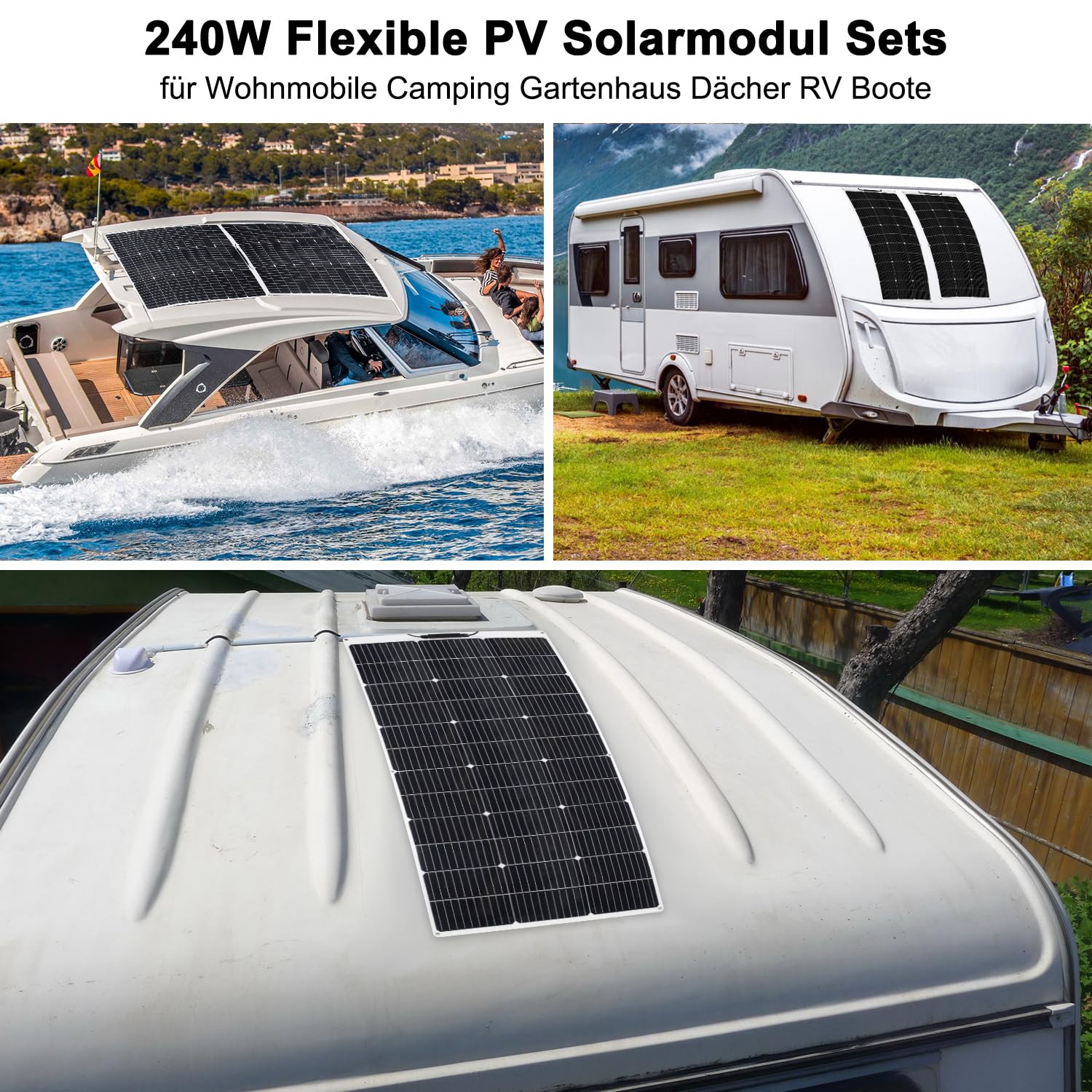 【120W 12V Flexibel Solar Panel Kit】DERUXI 120 W Solarpanel 12V Set: 120W Flexibles Solarpanel+30A Laderegler+4 Pcs Solarkabel+Kabelbinder aus Metall, PV Solarmodule für Balkongeländer RV Boote Camping