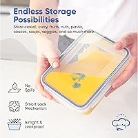 Vista 7 de Chef's Path Recipientes herméticos de almacenamiento de alimentos de 28 piezas con tapas de fácil presión, 14 recipientes y tapas, recipientes