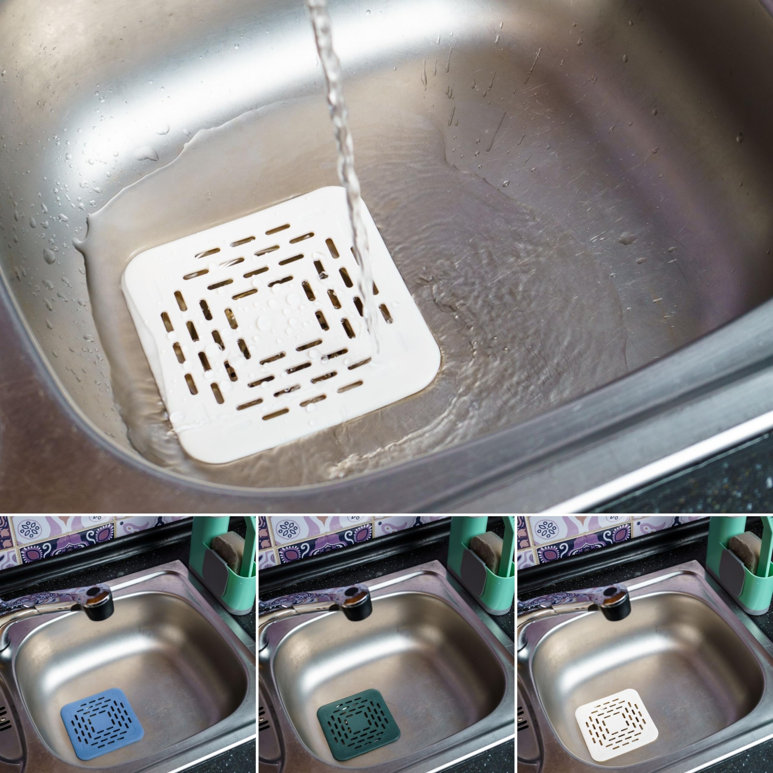 Filtro Per Lavello In Silicone OGGI 7731V | Pratico Colino Da Cucina Turchese | Anti-Intasamento E Facile Da Pulire
