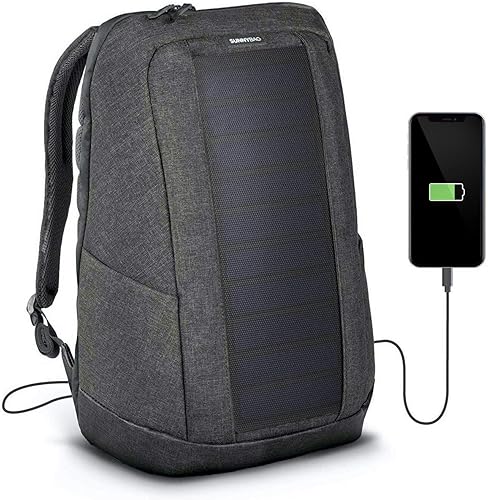 Iconic  Mochila solar con panel solar integrado de 7 vatios  Puerto USB  Incluye compartimento para portátil de 17 pulgadas  20 litros  Textil