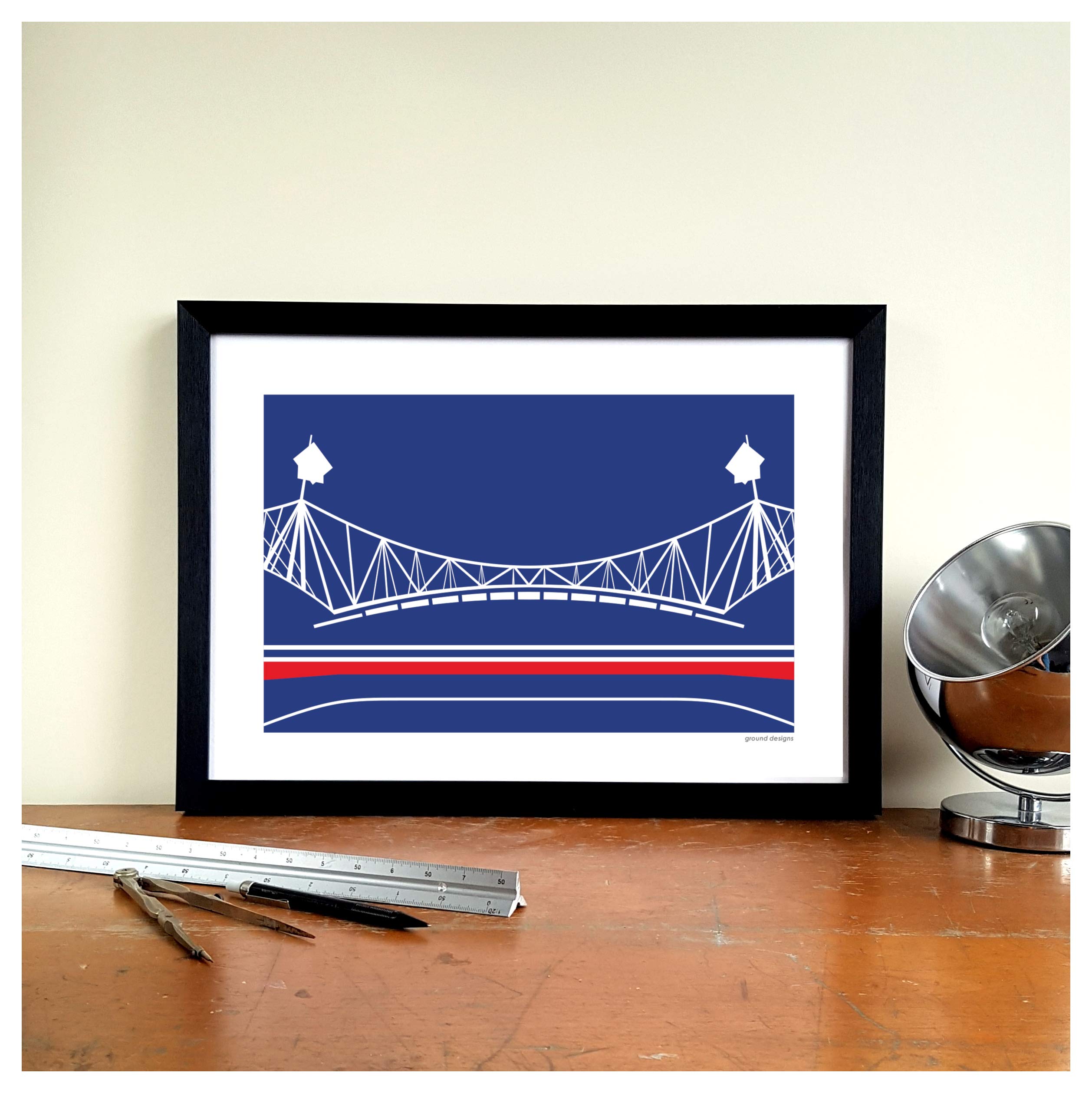 Grounddesigns Blue And White Bolton Wanderers Fc Gift Toughsheet Stadium Horwich Washing Lines Art Print