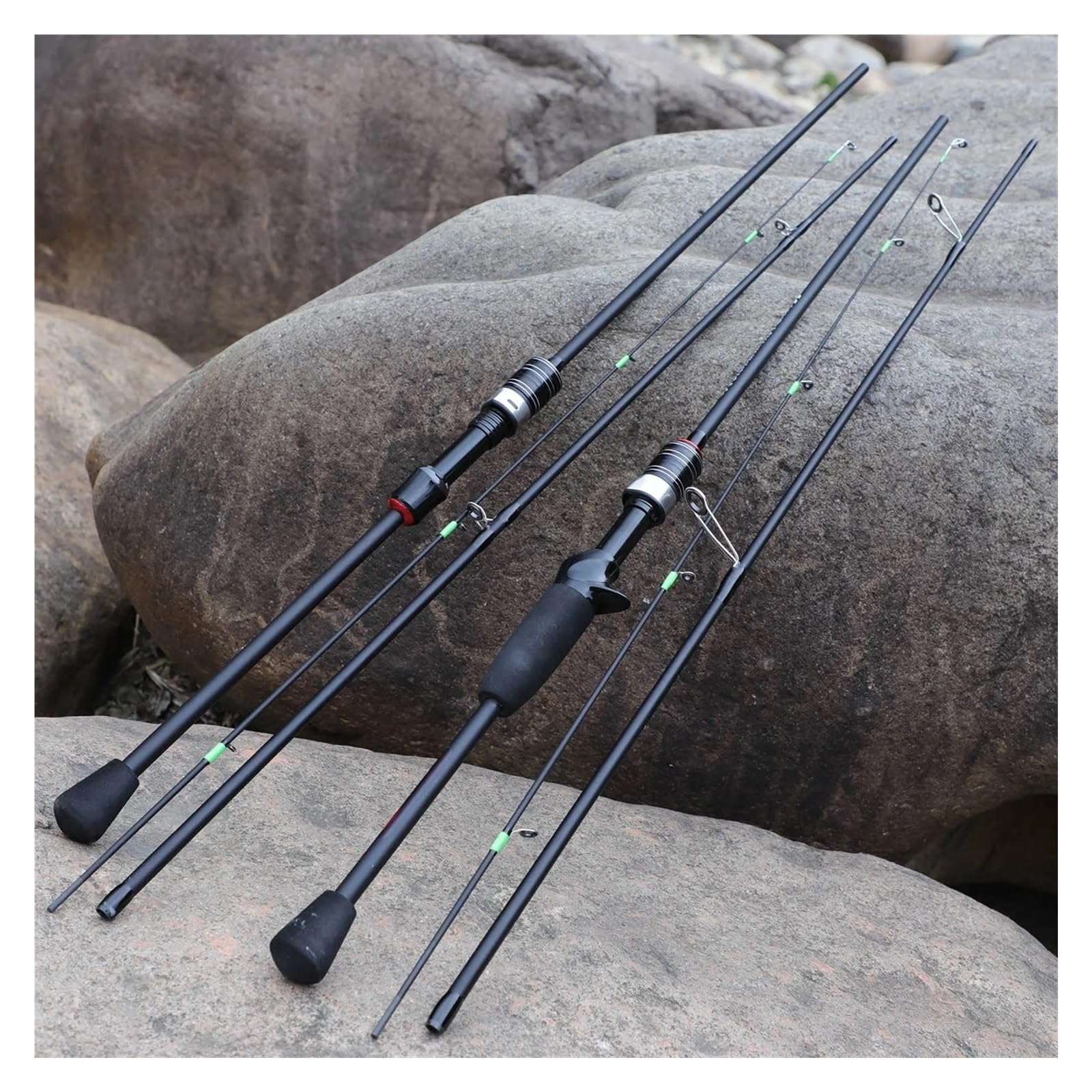 Canne à Pêche Canne à pêche Casting 1.8m Canne à pêche ultralégère en Fiber de Carbone 3 Sections avec poignée EVA Canne à pêche Baitcasting(2.1m - Casting Rod)