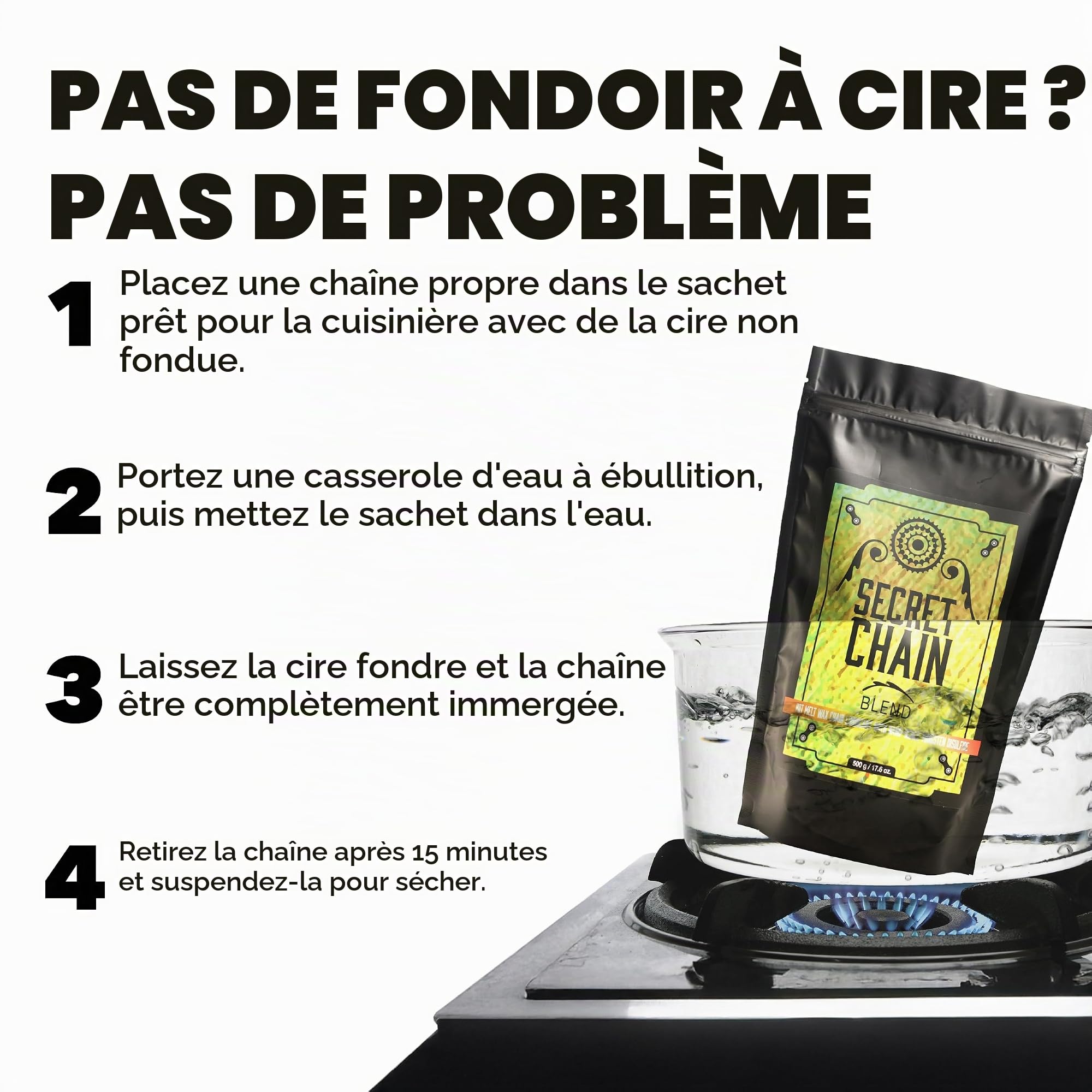SILCA Secret Cire thermofusible pour chaîne de vélo | Lubrifiant à la cire dans un sac de chaudière pour cuisinière| Wax Bike Lube pour des milliers de kilomètres de transmissions propres