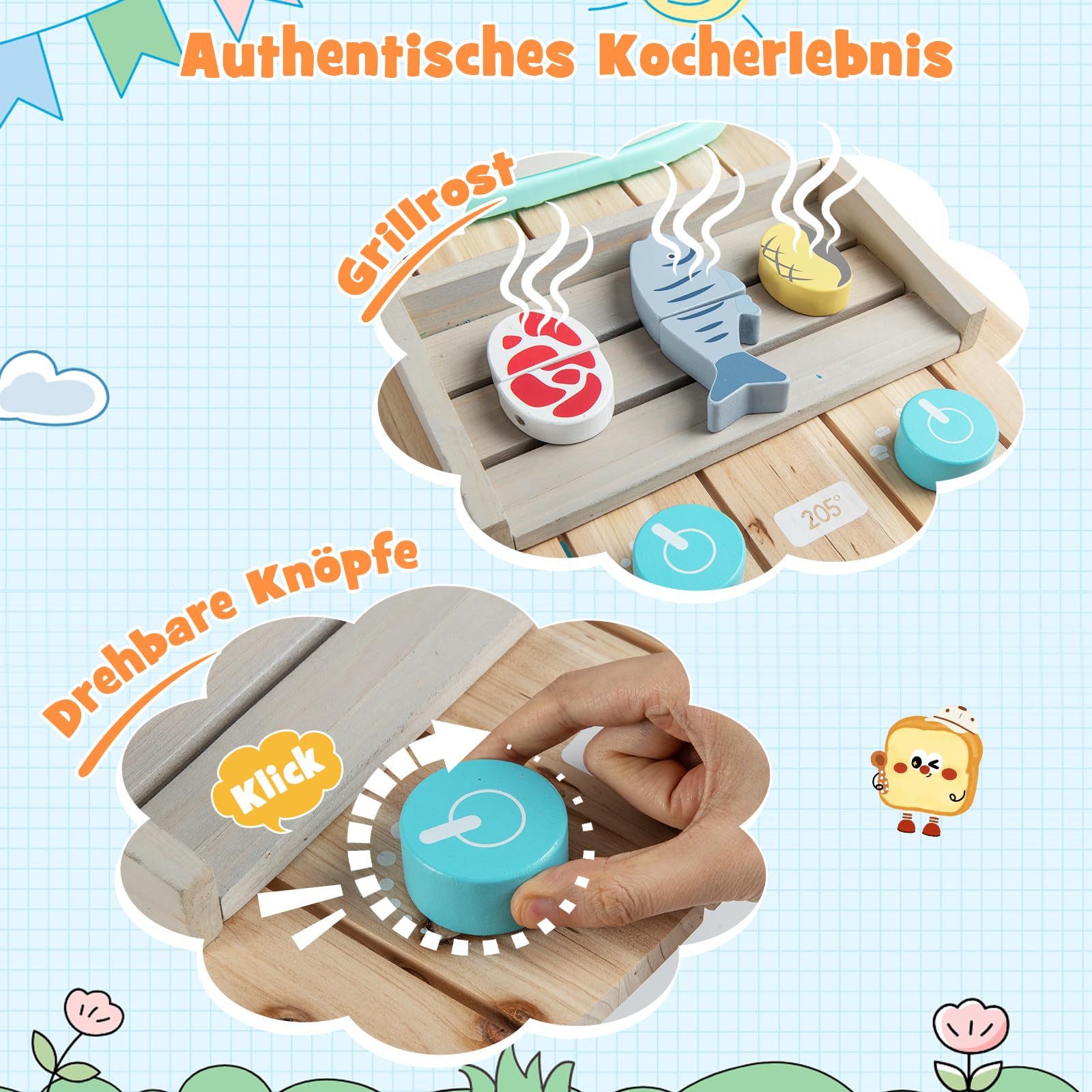 COSTWAY Matschküche Kinder Outdoor, Kinderküche Holz inkl. Spülbecken mit Wasserpumpfunktion, Gartenspielküche mit Grillrost, Outdoorküche für Kinder