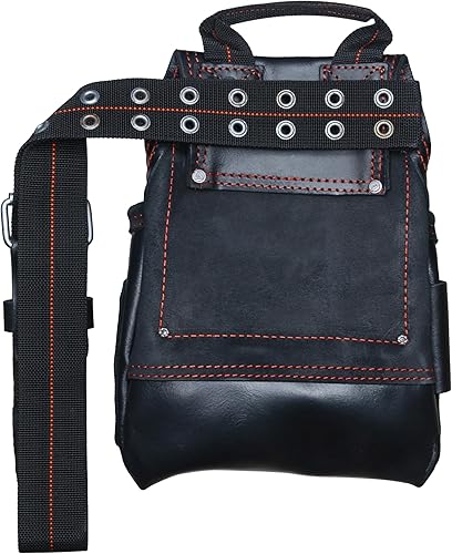 Miniatura 4 de Hultafors Work Gear HT5433 Carpenter's - Bolsa de cuero resistente para uñas y herramientas, bolsillos frontales con doble fuelle